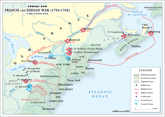 Map of the French and Indian War - U.S. History Maps